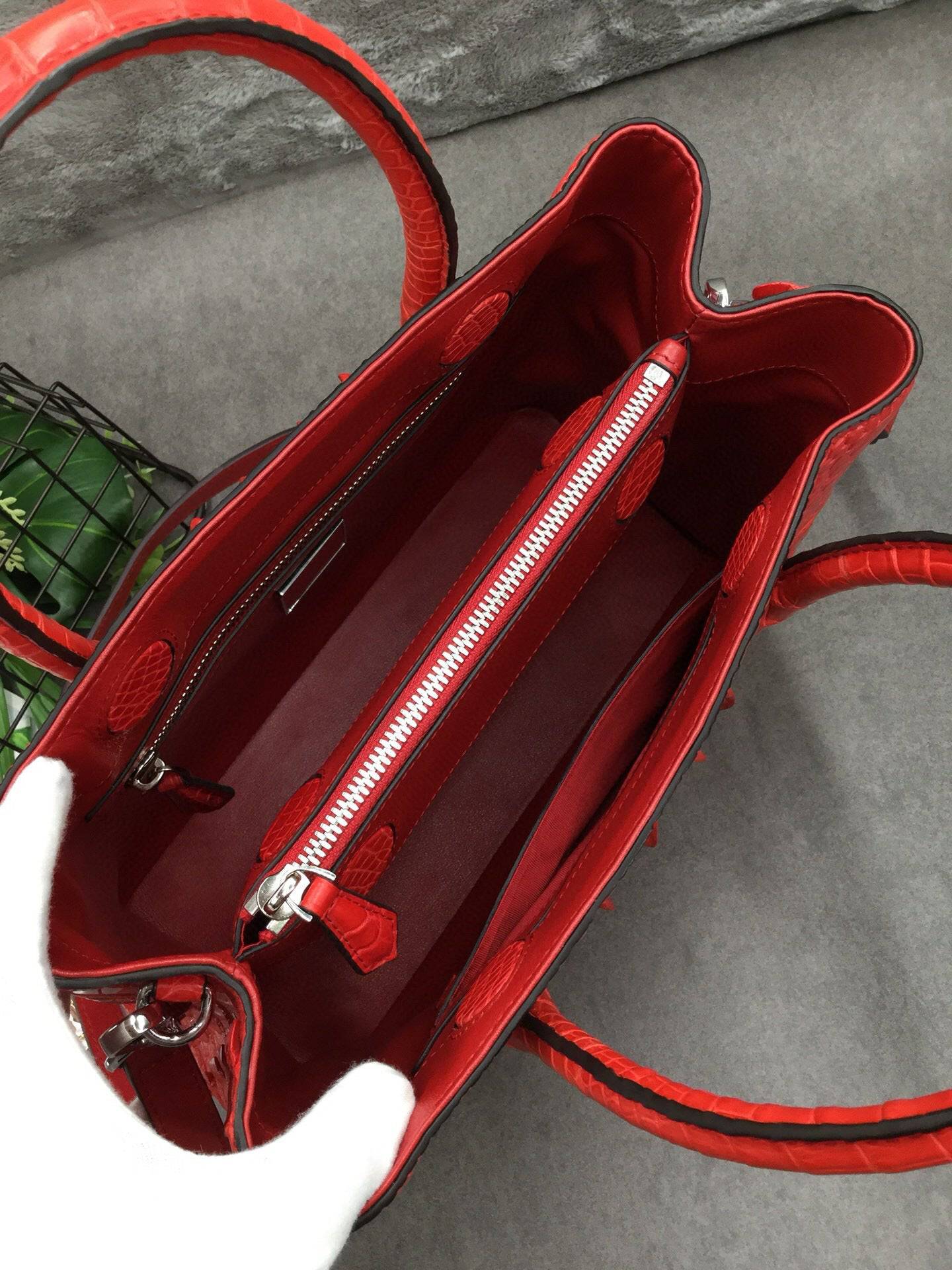 Womens Crocodile Skin Leather Satchel Bag 30cm