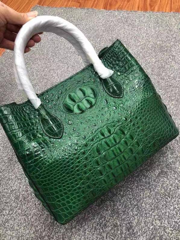 Womens Crocodile Skin Leather Satchel Bag Large 35cm