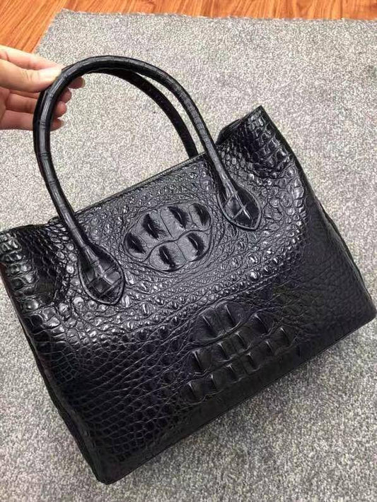 Womens Crocodile Skin Leather Satchel Bag Large 35cm
