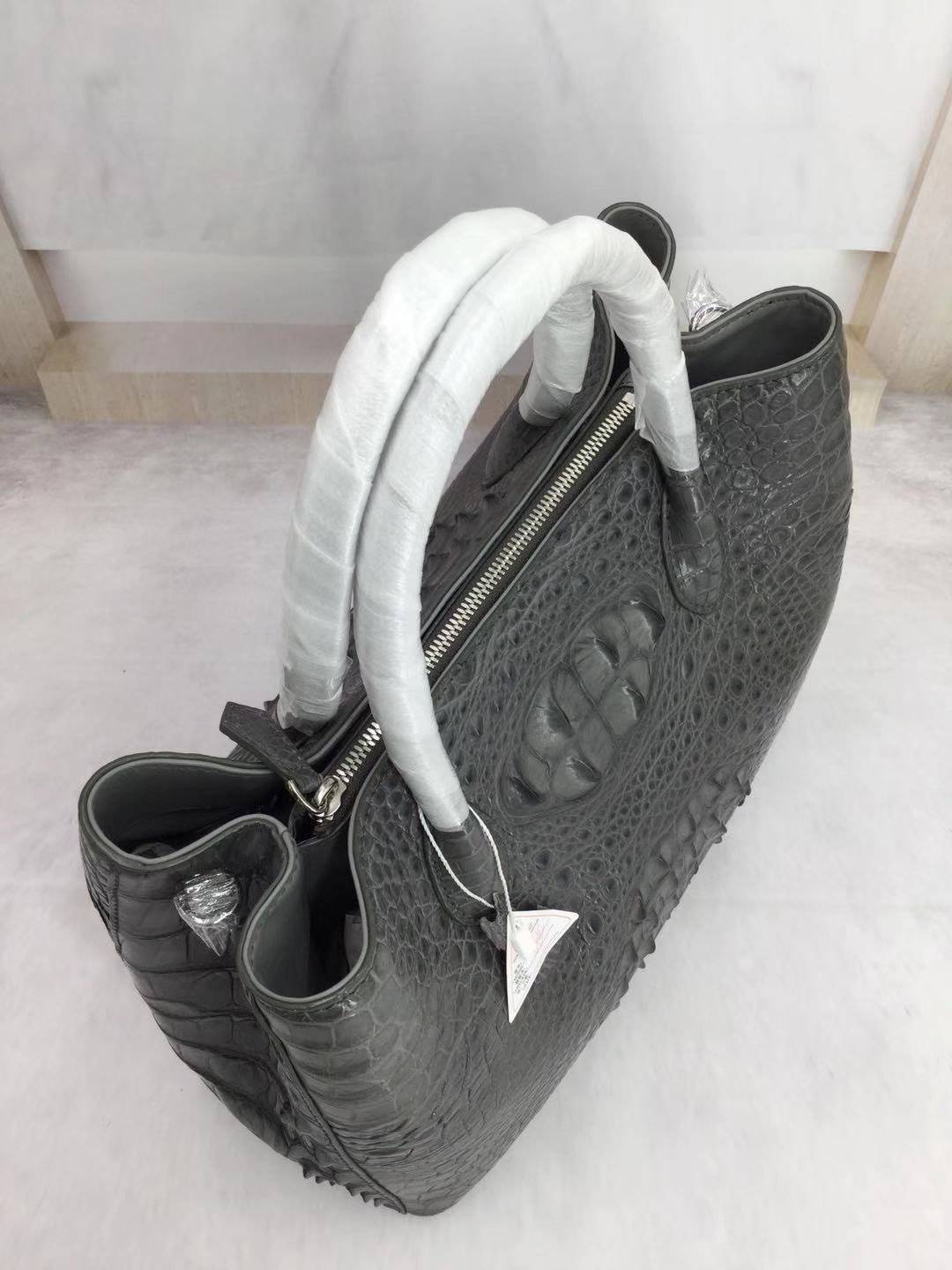 Womens Crocodile Skin Leather Satchel Bag Large 35cm