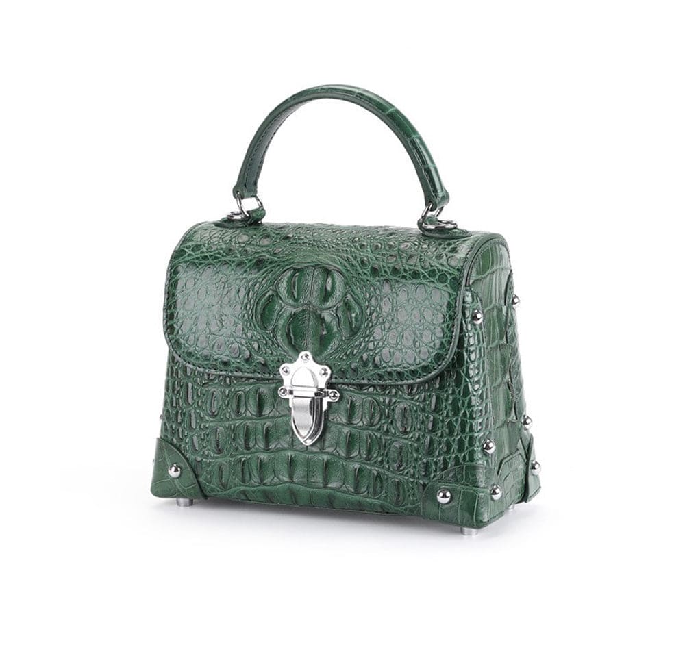 Womens Genuine Crocodile Leather Top Handle Bag