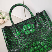 Womens Genuine Crocodile Leather Tote Shoulder Bags Vintage Green