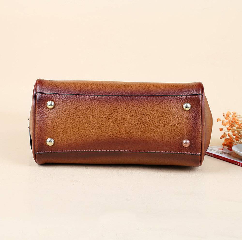 Womens Vintage Leather Top Handle Bag Medium