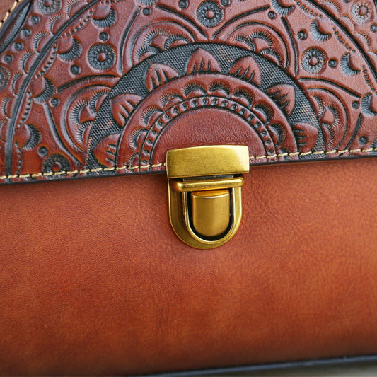 Womens Vintage Leather Tote Handbag Small Top-Handle Bags