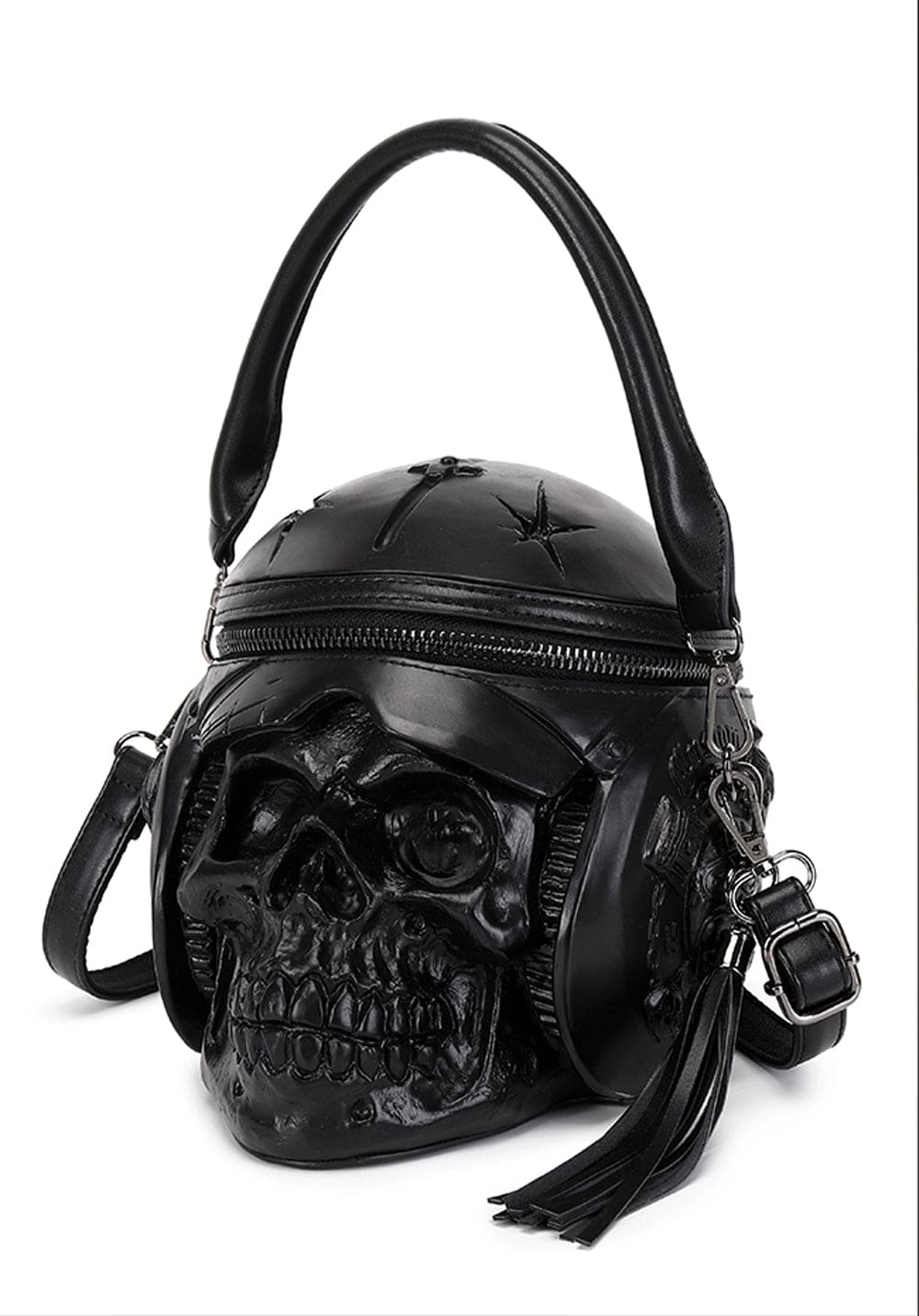 3D Backpack, Fashion 3D Skull With Helmet And Earphone Cross Body Handle Shoulder Bag