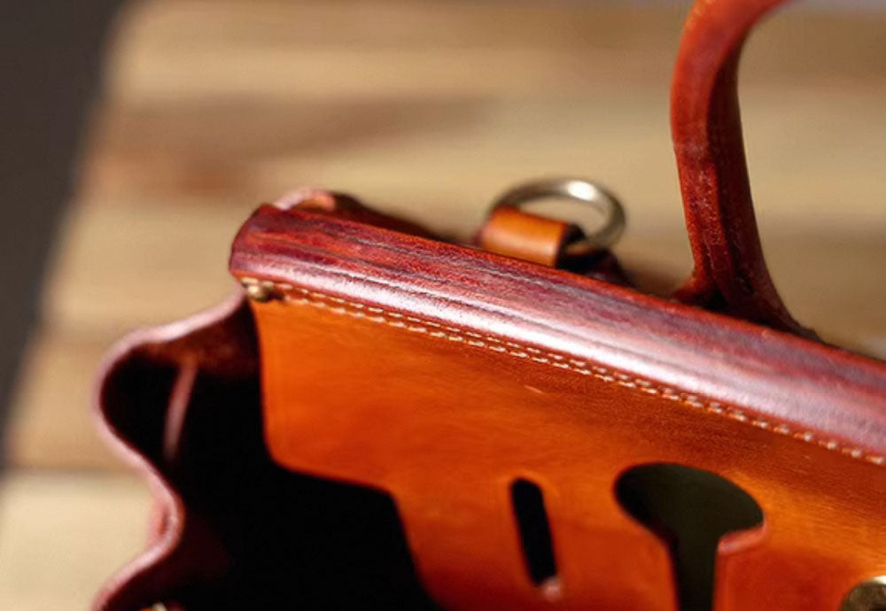 Unisex Vintage Oil Wax Leather Top Handle Bags Three Size