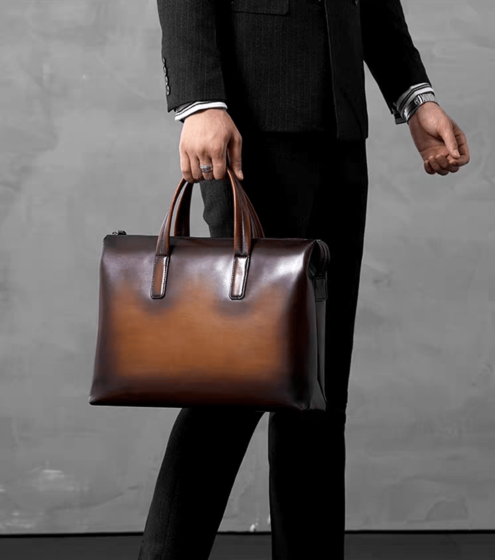 15inch Vintage Leather Laptop Briefcase Bag