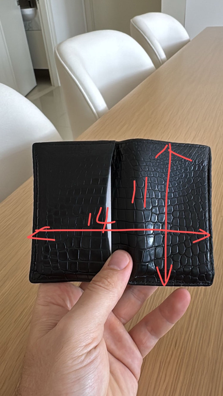 Preorder Men Bifold Crocodile Leather Wallet Dark Blue