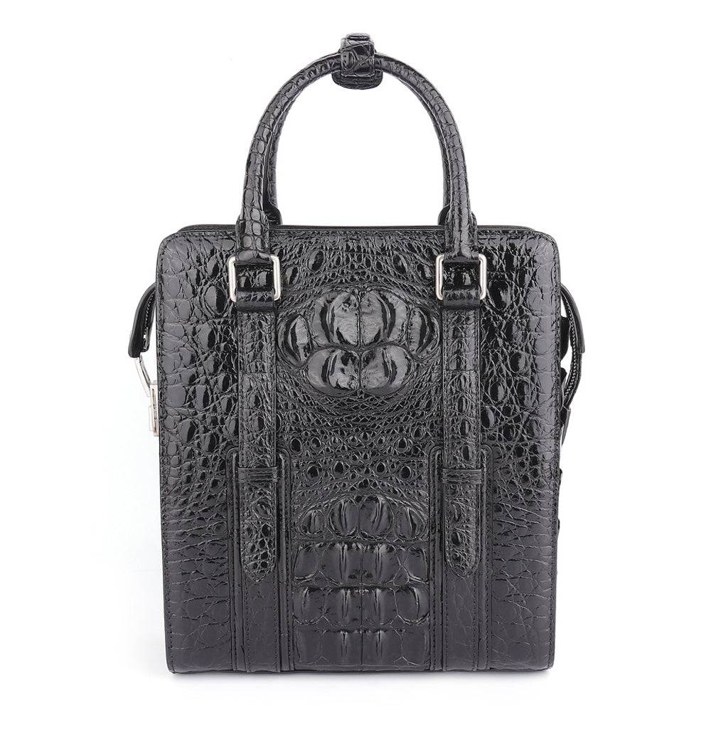 Men's Genuine Crocodile Skin Leather Top Handle  Cross Body Password lock Briefcase Bag