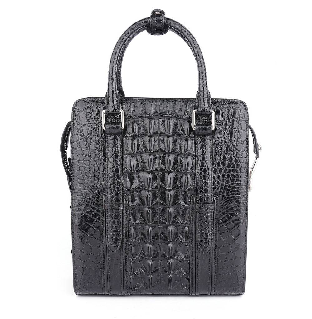 Men's Genuine Crocodile Skin Leather Top Handle  Cross Body Password lock Briefcase Bag