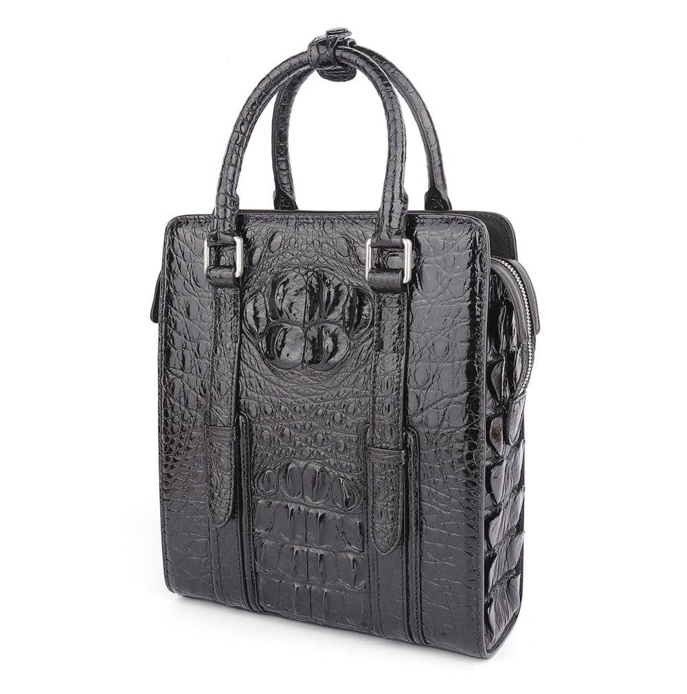 Men's Genuine Crocodile Skin Leather Top Handle  Cross Body Password lock Briefcase Bag