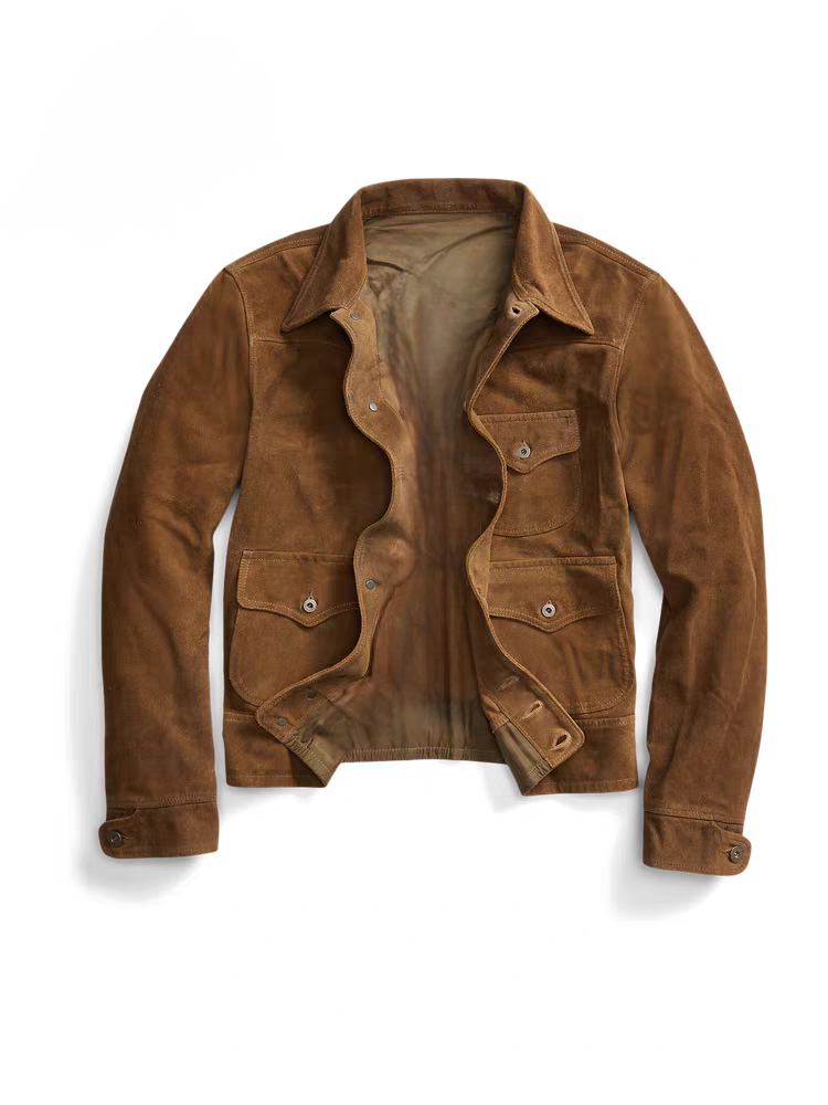 Mens Jackets , Leather Jacket, Vintage Brown Suede Leather Jacket