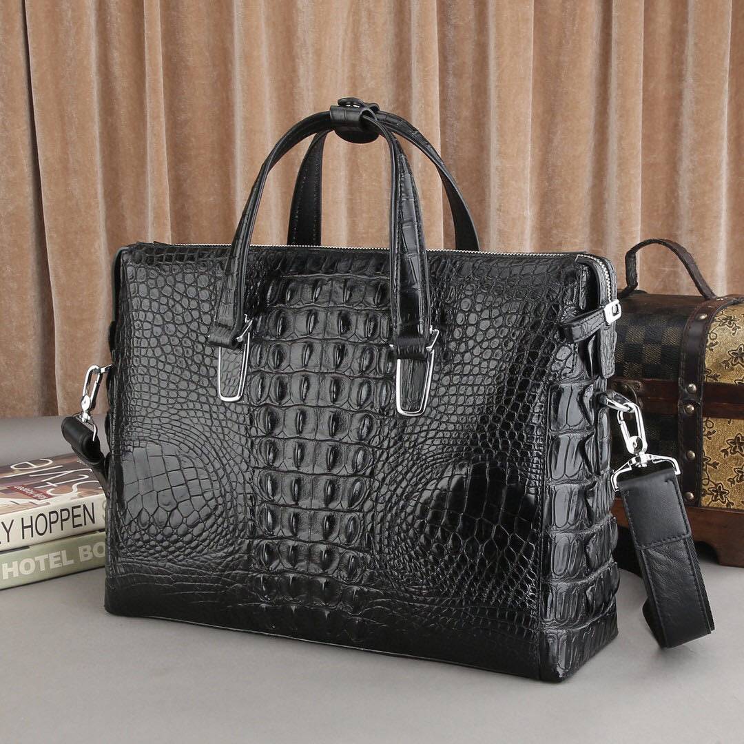 Men's  Crocodile Skin Leather Briefcase Business Large Document Bags