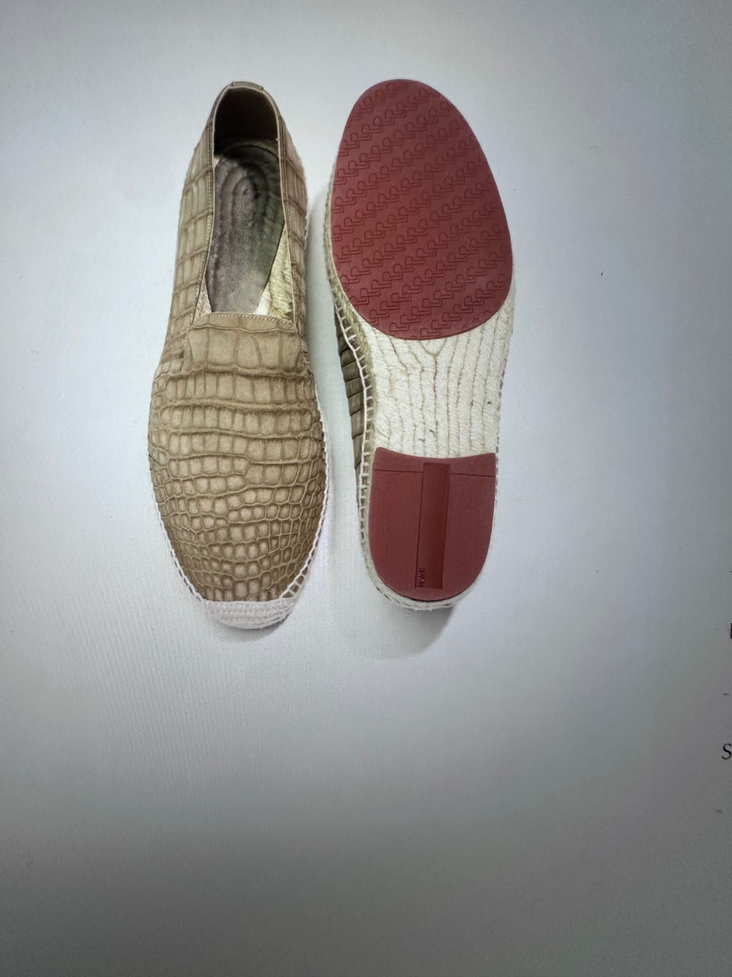 Nubuck Crocodile Skin Leather Raffia Espadrille Mules