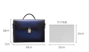 Vintage Cowhide Leather Envelop Briefcases, Business Bags  And Laptop Computer Handbags
