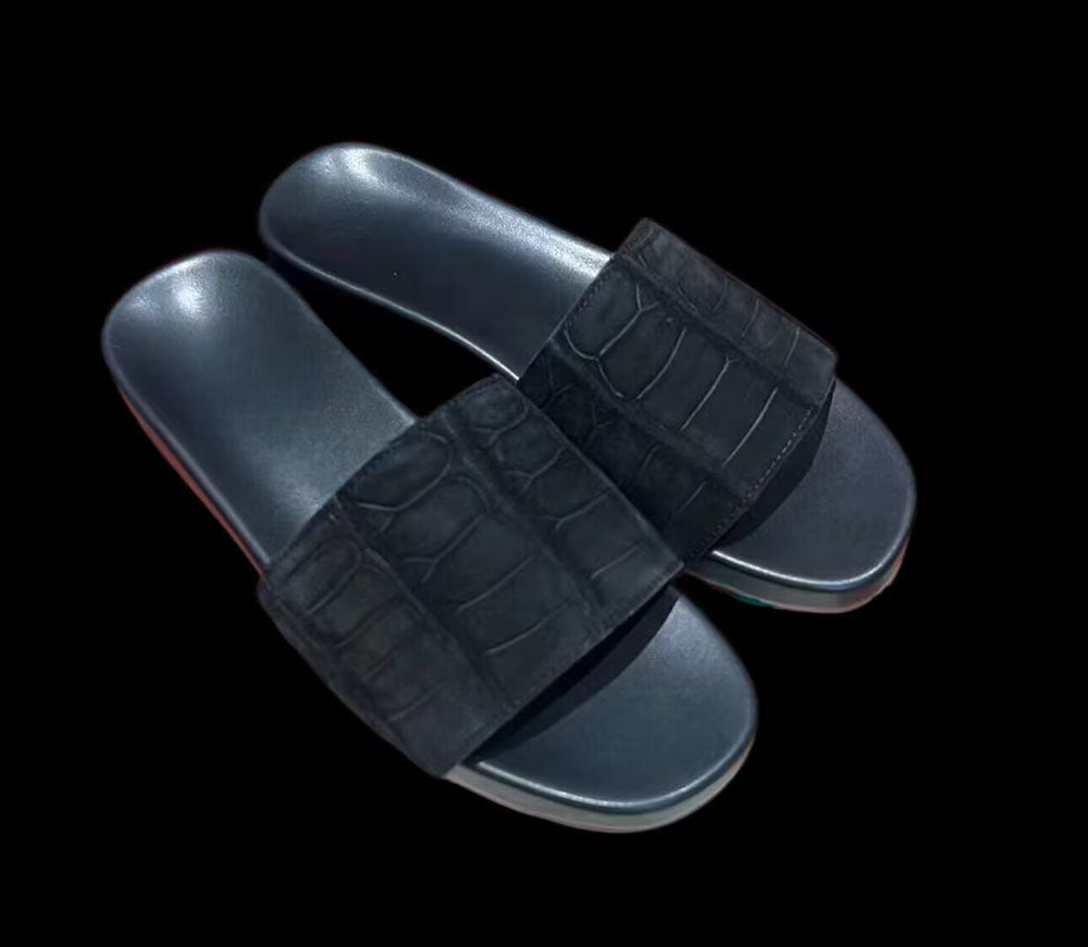 Nubuck Crocodile Slippers Men's Crocodile Leather Slippers