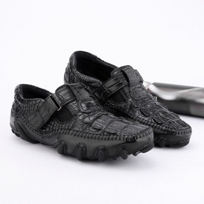 Crocodile Shoes Crocodile Leather Loafers Casual Driving Shoes Black