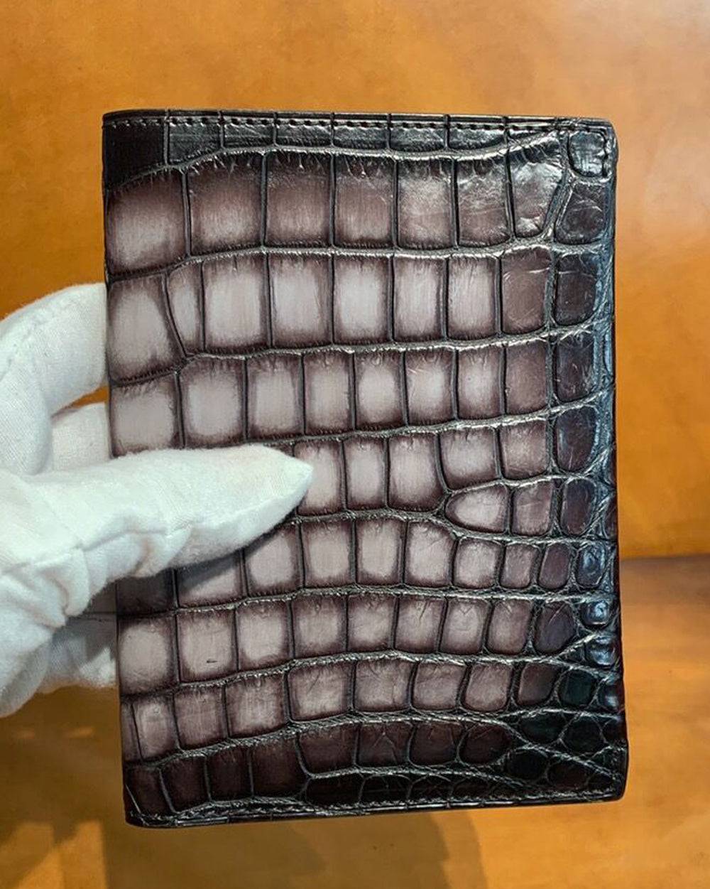 Vintage Genuine Crocodile Skin Leather  Passport Case Holder