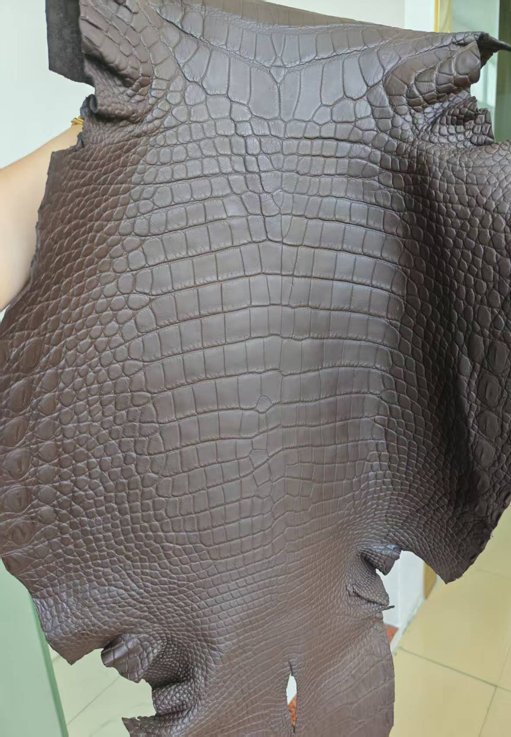 Preorder Mens Matt Genuine Crocodile Skin Leather Clutch Large Coffee