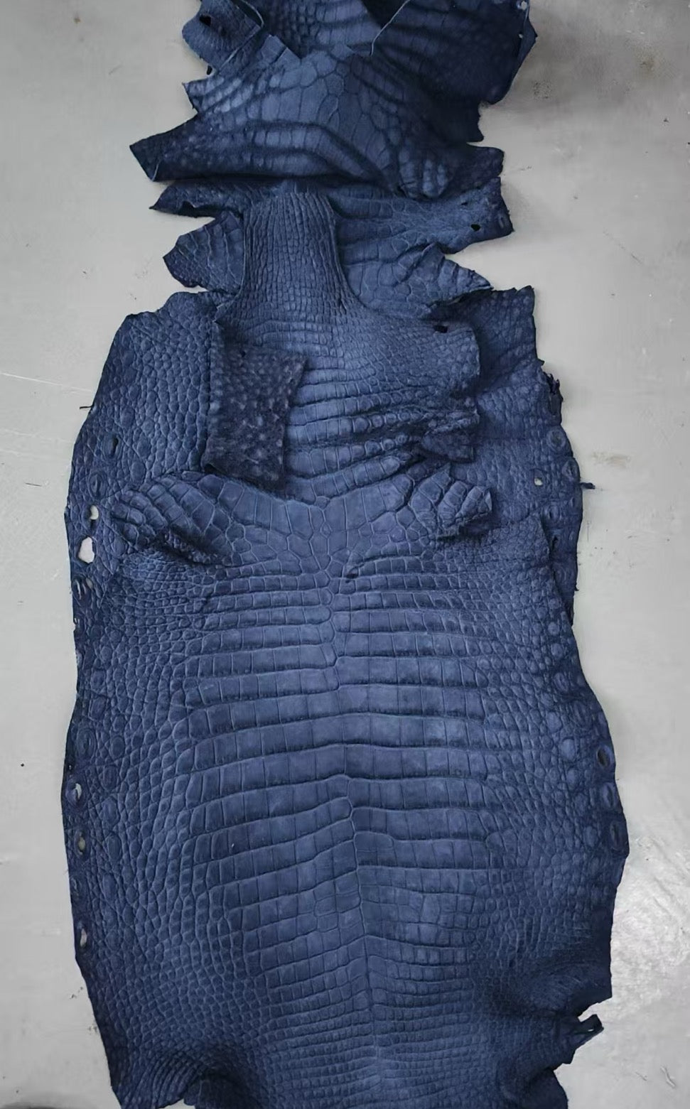 Preorder Nubuck Crocodile Skin Leather Belts Dark Blue