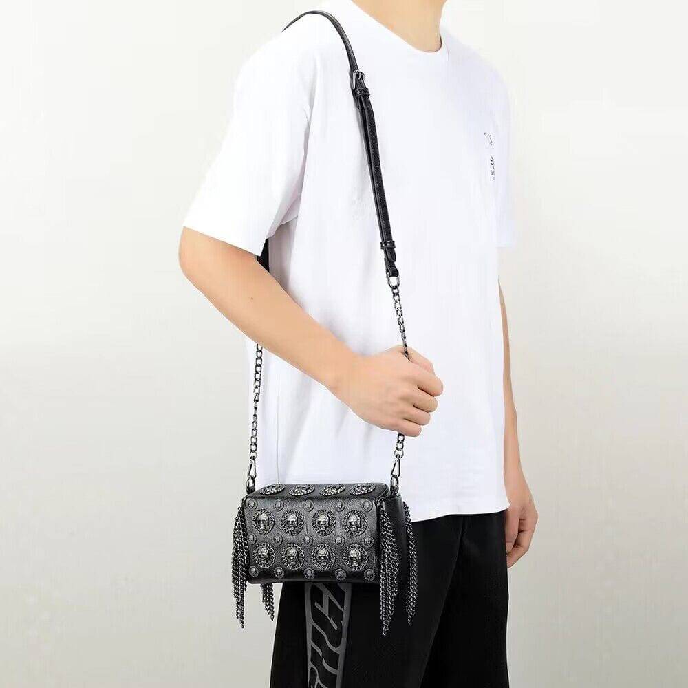 3D Skull Bag Studded Chain Shoulder Bag