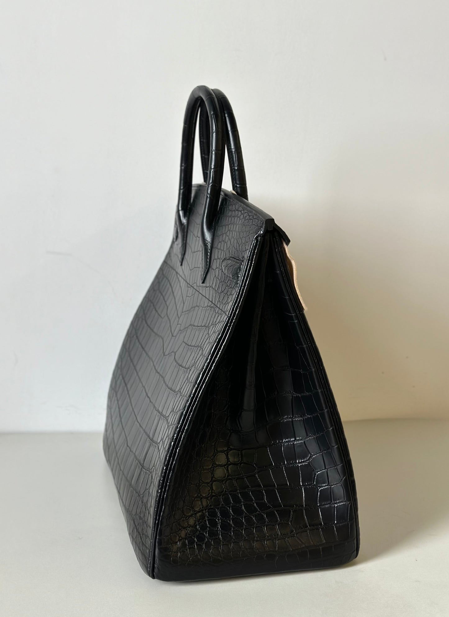 Preorder High Shiny Genuine Crocodile Skin Leather 40cm Oversized Padlock Tote Office Bags Biege