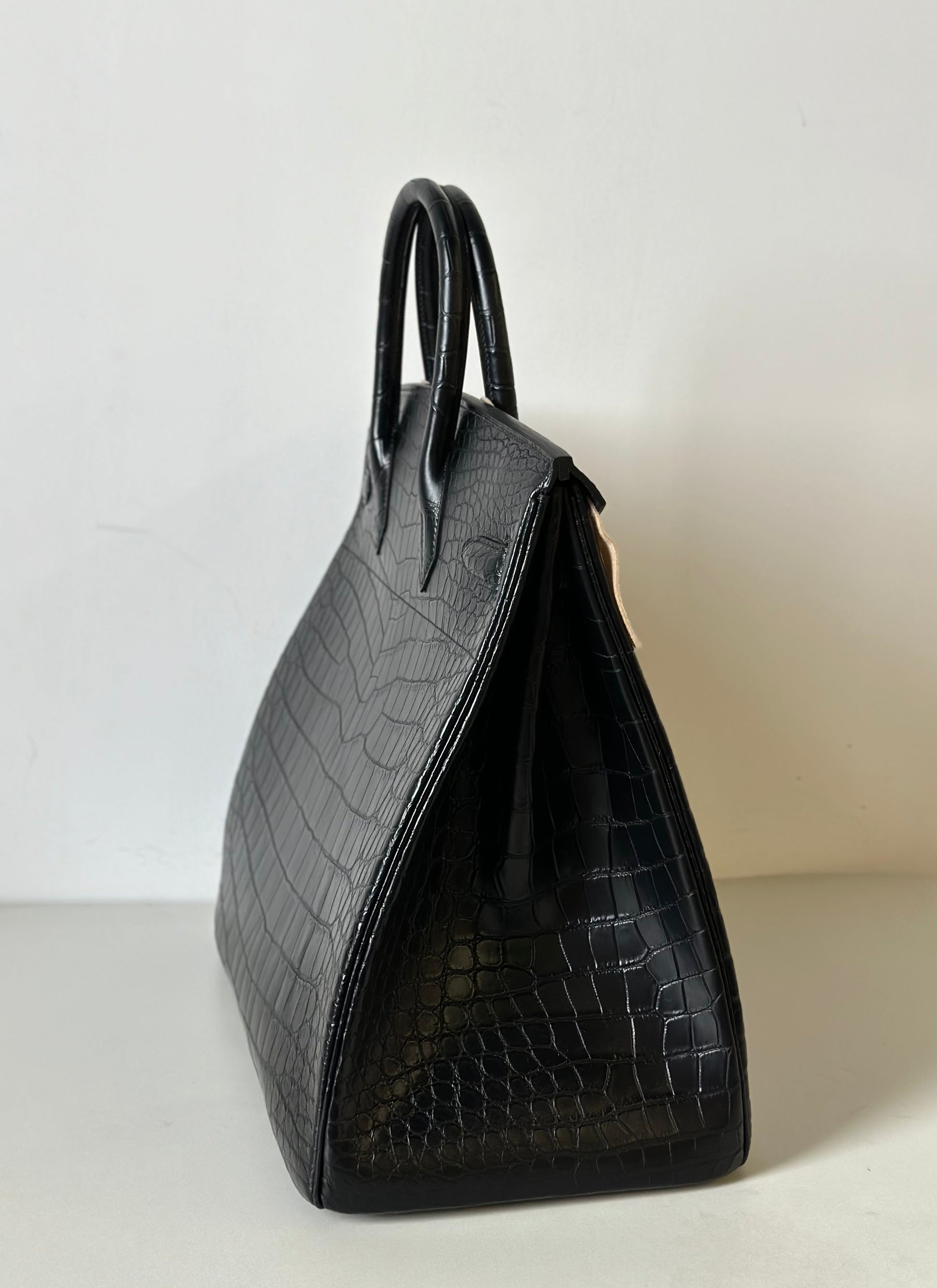 Preorder High Shiny Genuine Crocodile Skin Leather 40cm Oversized Padlock Tote Office Bags Biege