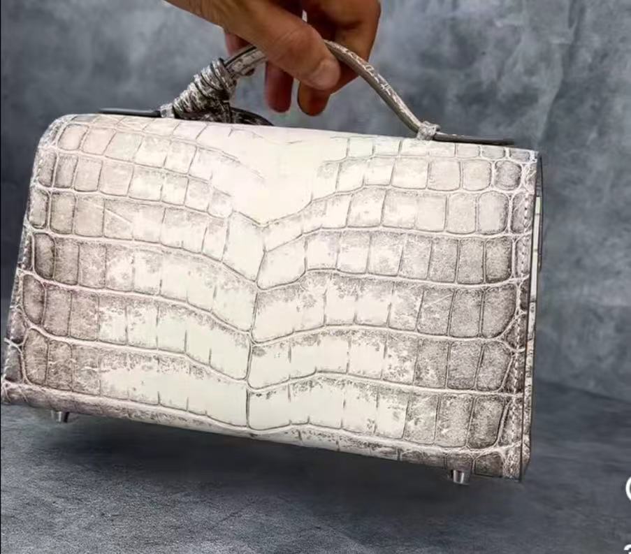 Preorder Womens Crocodile Leather Cross Body Bag Black