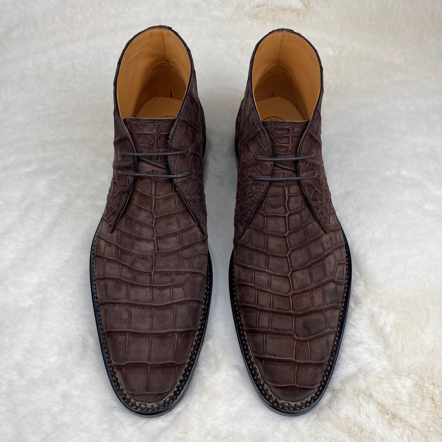 Preorder Crocodile Shoes Men's Sanded Crocodile Leather Chelsea Boots Without Norweign Stitch