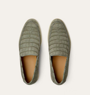 Nubuck Crocodile Shoes Men's Crocodile Leather Loafers Slip-On Dress Shoes Very Comfortable Khaki