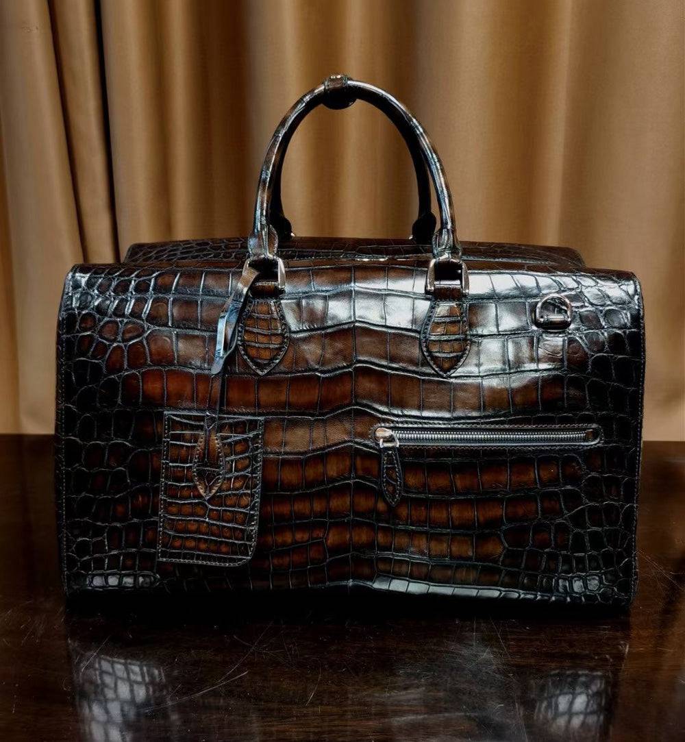 Vintage Nile Crocodile Leather Large Travel Duffle Bags