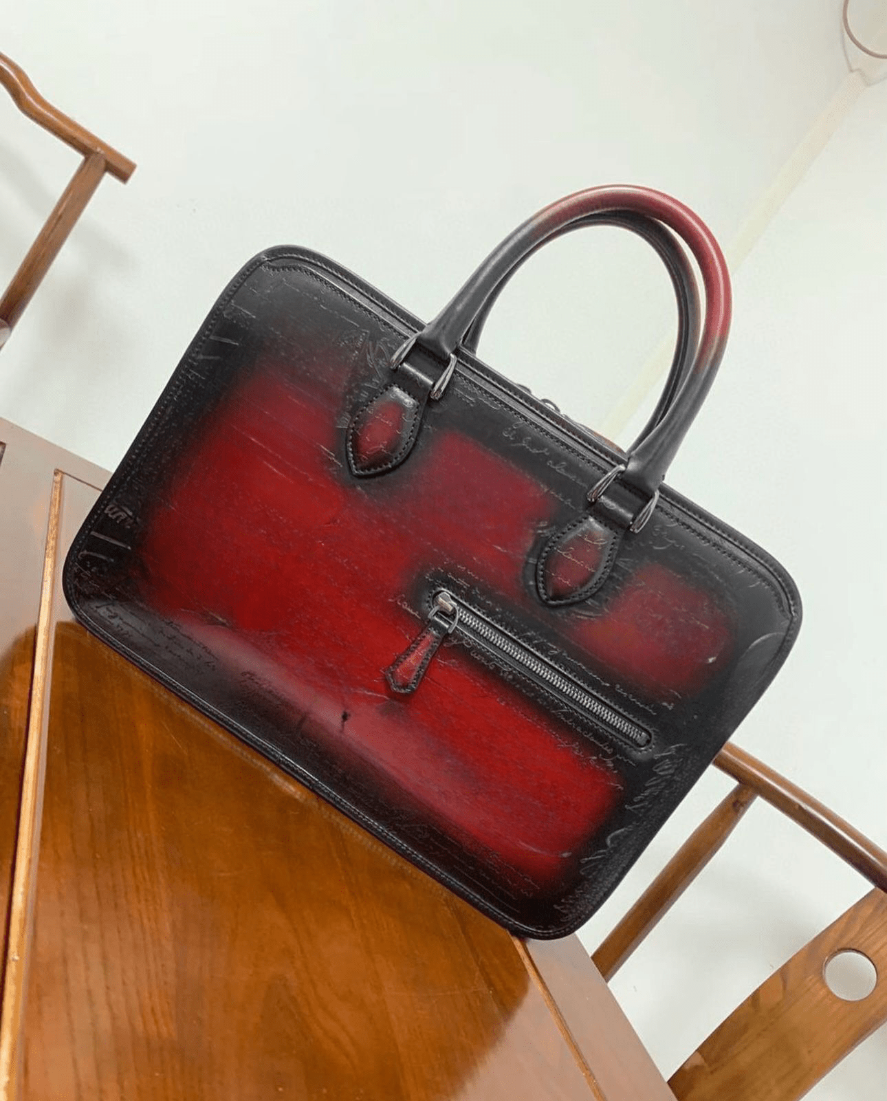 Preorder Men's Leather Briefcase Vintage Red & Vintage Blue