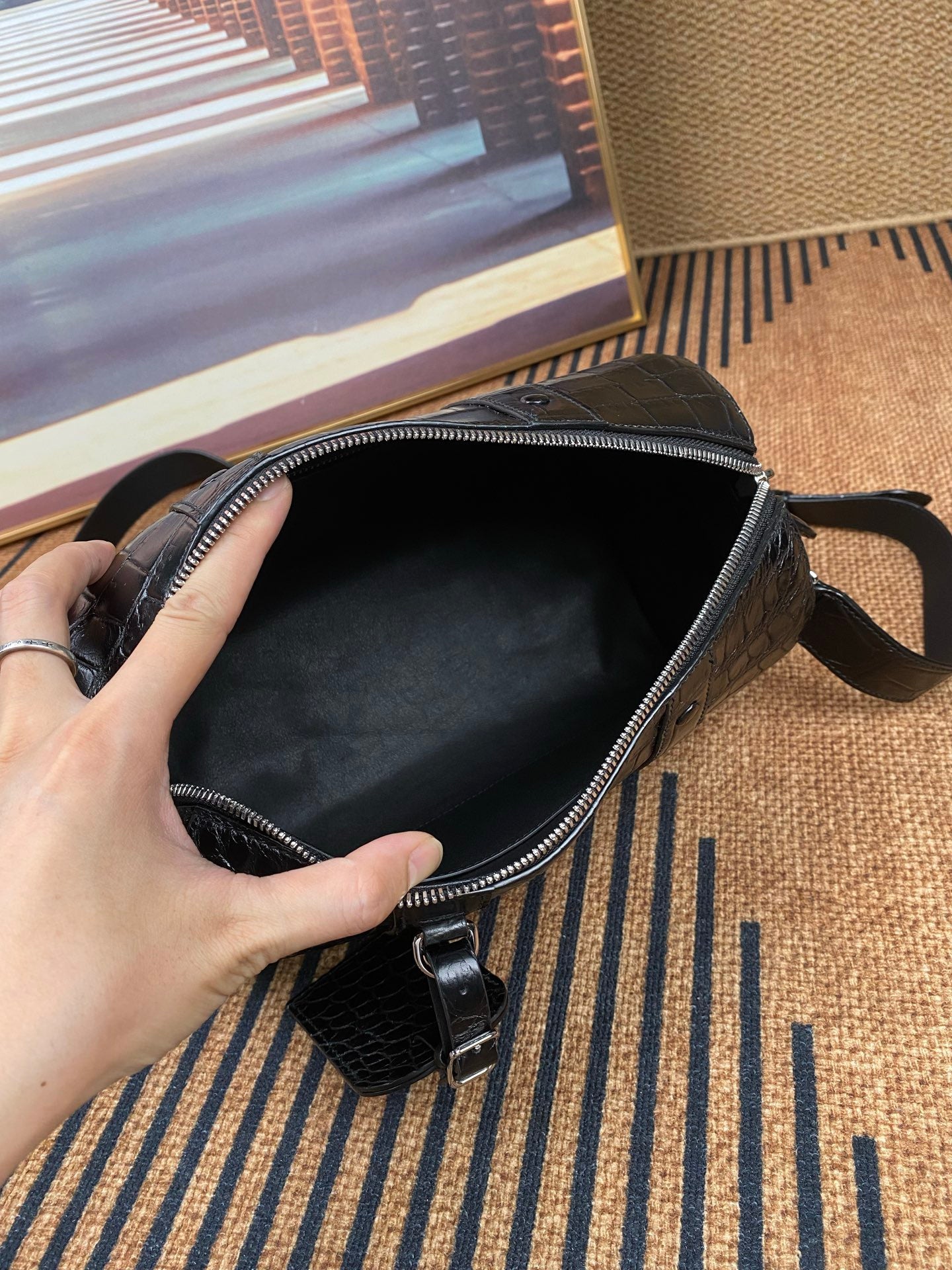 Men's Crocodile Leather Crossbody Bag