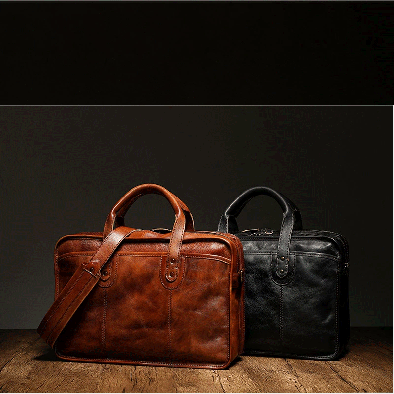 Vegetable Tanning Leather  Briefcase