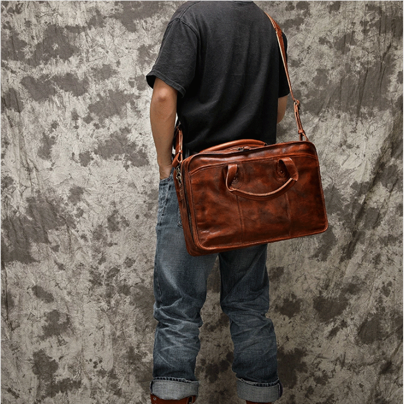 Vegetable Tanning Leather  Briefcase