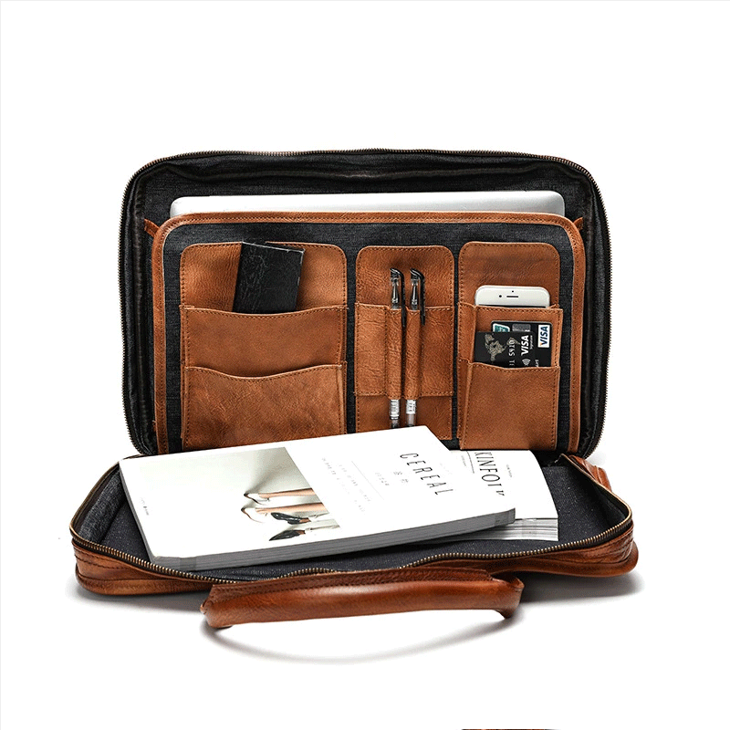 Vegetable Tanning Leather  Briefcase