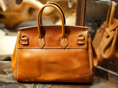 Unisex Genuine Vintage Vegetable Tanned Leather Satchel Flap Buckle Bag