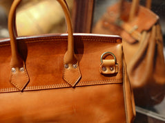 Unisex Genuine Vintage Vegetable Tanned Leather Satchel Flap Buckle Bag