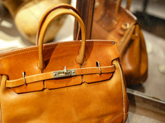 Unisex Genuine Vintage Vegetable Tanned Leather Satchel Flap Buckle Bag