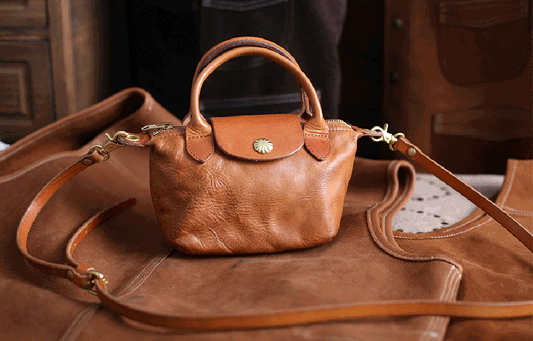 Womens Vintage  Horse Skin Leather Small Top Handle Cross Body Shoulder Bag