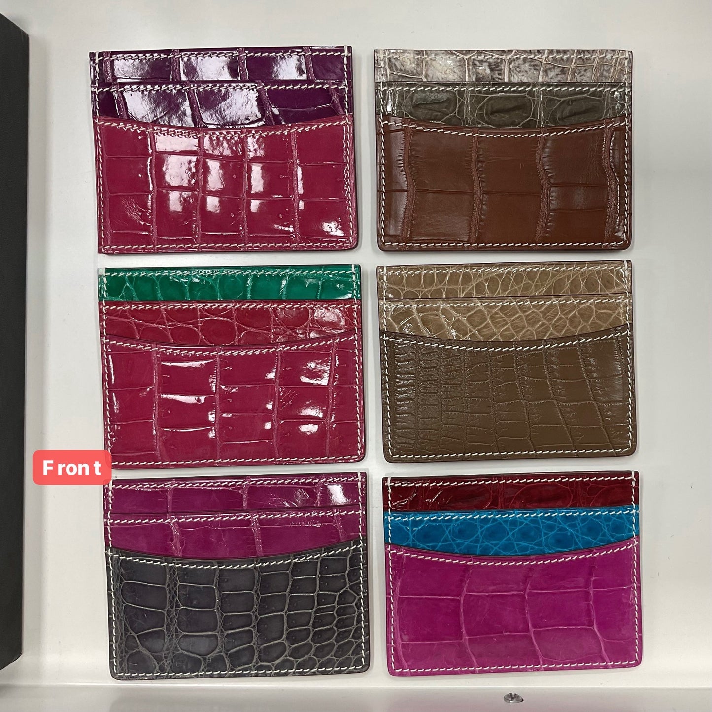 Portasigari in vera pelle di coccodrillo set da 2 pezzi