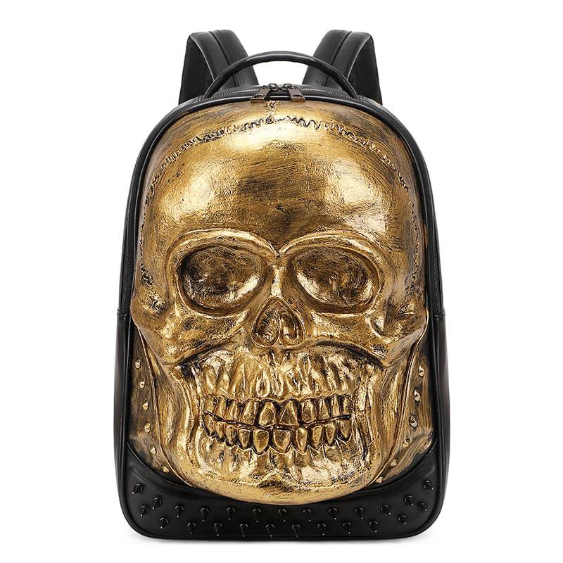 Cool Unisexs 3D Skull Backpack , Smiling Skull Backpack , Studded Large Volumn Laptop Backpack