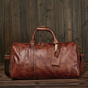 Vegetable Tanning Leather Duffle Bag Travel Case Duffel, Luggage Bags, Gym Sports Leather Bag ,Vintage Overnight Weekender Carry On Duffle Bag For Men and Women