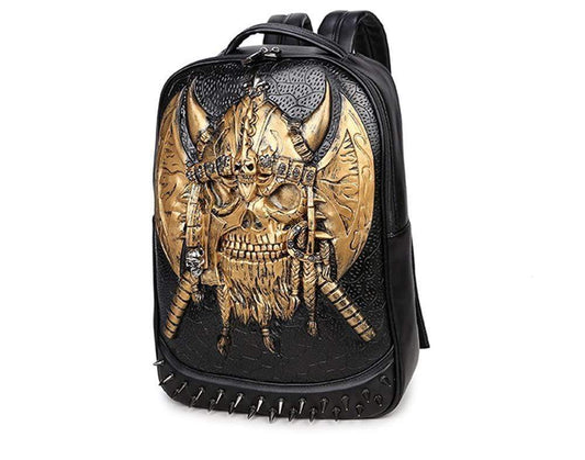 Halloween Backpack Punk Rivets Waterproof 3D Ghost Skull Crown Laptop Computer Knapsack