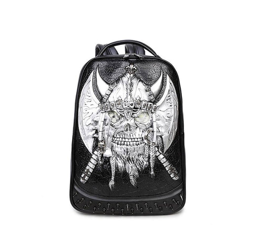Halloween Backpack Punk Rivets Waterproof 3D Ghost Skull Crown Laptop Computer Knapsack