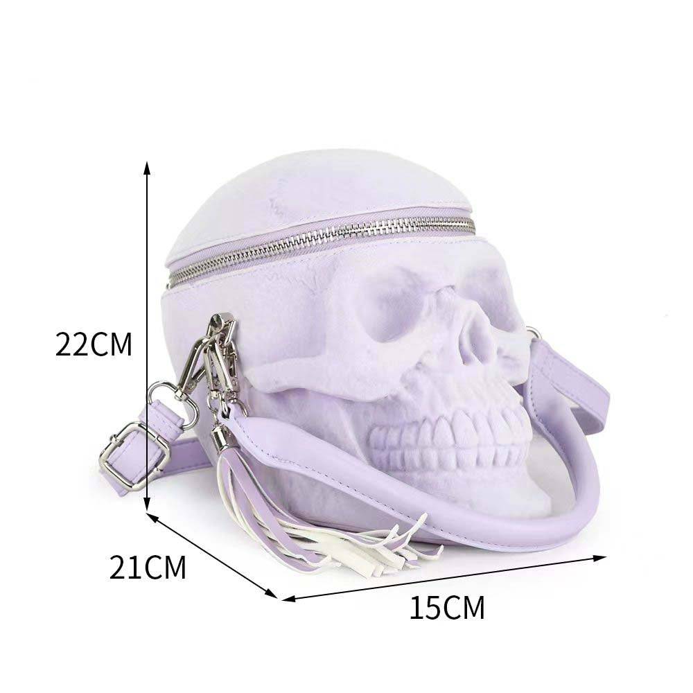 3D Bags Lilac Suede Skull Cross Body Shoulder Bag Mini Handle Handbags