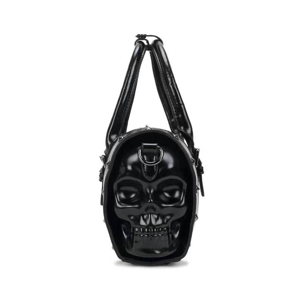 3D Skull Studded Speedy Bucket Travel Duffel Weekend Bags