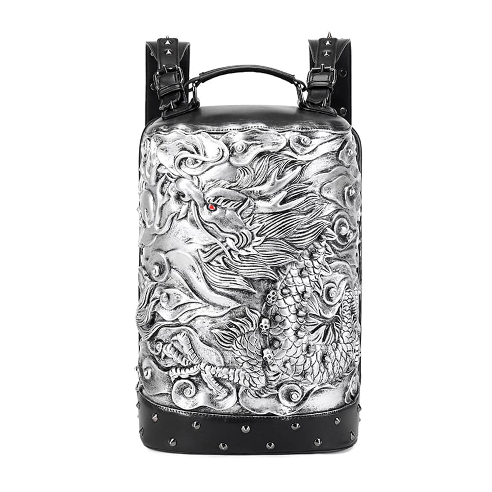 3D Backpack, Fashion 3D Double Hovering Dragon ,Cylinder Backack