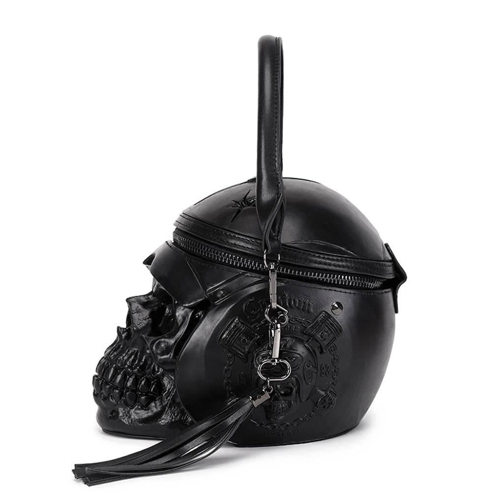 3D Backpack, Fashion 3D Skull With Helmet And Earphone Cross Body Handle Shoulder Bag