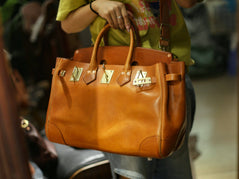Unisex Genuine Vintage Vegetable Tanned Leather Satchel Flap Buckle Bag